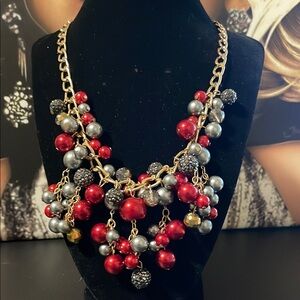 Elegant Red and Silver Beaded Necklace